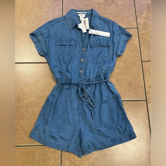 Nicole Miller Jean Short Romper - Picture 2 of 3